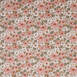 Bedruckte Baumwolle KALMIA Beige / Teerose